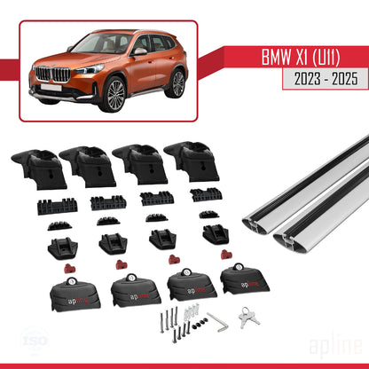 Compatible avec BMW X1 (U11) 2023-2025 ACE-2 Barres de Toit Railing Porte-Bagages de Voiture Gris Aluminium 2 Barres