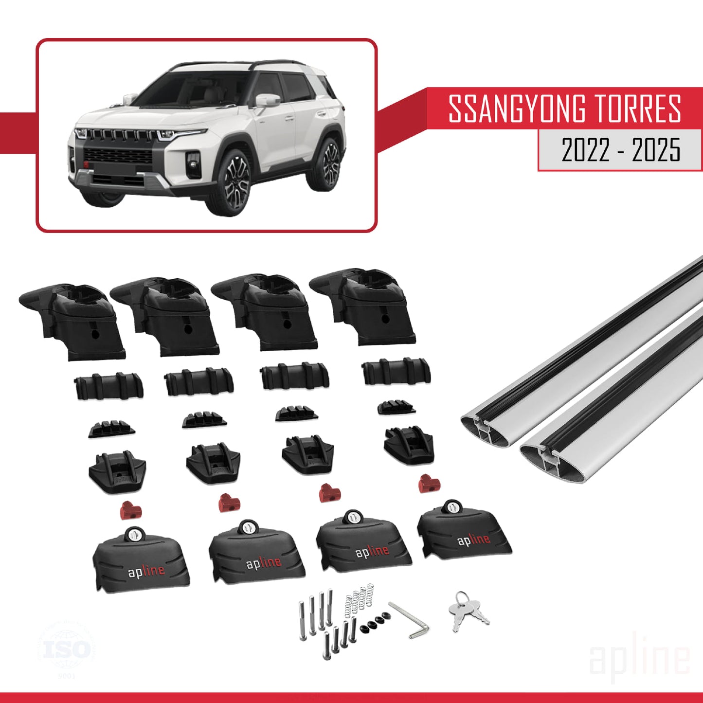 Compatible avec SsangYong Torres 2022-2025 ACE-2 Barres de Toit Railing Porte-Bagages de Voiture Gris Aluminium 2 Barres