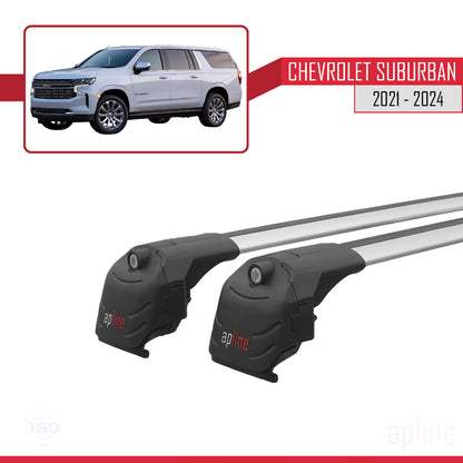 Compatible avec Chevrolet Suburban 2021-2024 ACE-2 Barres de Toit Railing Porte-Bagages de Voiture Gris Aluminium 2 Barres