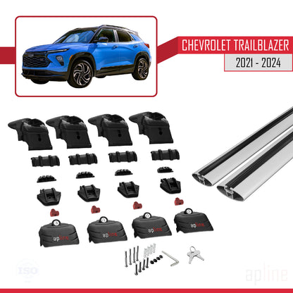 Compatible with Chevrolet Trailblazer 2021-2024 ACE-2 Car Roof Rack Cross Bar Grey Aluminium 2 Bars