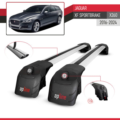 Compatible with Jaguar XF S 2018-2024 ACE-2 Car Roof Rack Cross Bar Grey Aluminium 2 Bars
