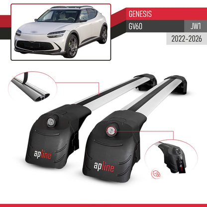 Compatible with Genesis GV60 2023-2024 ACE-2 Car Roof Rack Cross Bar Grey Aluminium 2 Bars