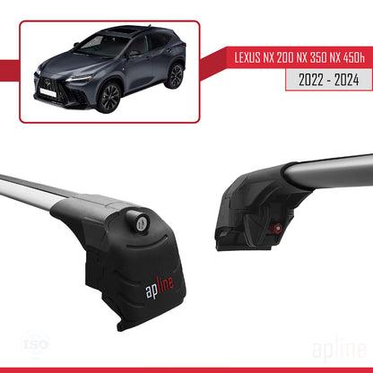 Compatible avec Lexus NX 200 NX 350 NX 450H 2022-2024 ACE-2 Barres de Toit Railing Porte-Bagages de Voiture Gris Aluminium 2 Barres