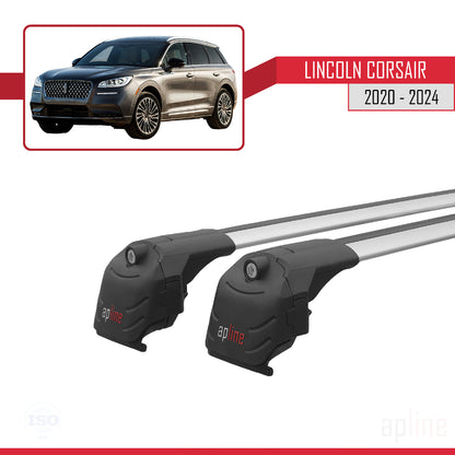 Compatible avec Lincoln Corsair 2020-2024 ACE-2 Barres de Toit Railing Porte-Bagages de Voiture Gris Aluminium 2 Barres