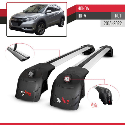 Compatible avec Honda HR-V (RU1) 2015-2022 ACE-2 modèle Barres de Toit Railing Porte-Bagages de Voiture Gris Aluminium Barres