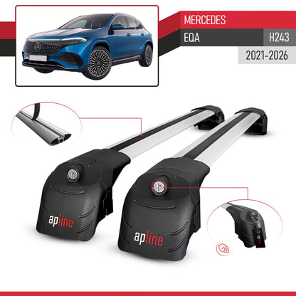 Compatible avec Mercedes EQA (H243) 2021-2026 ACE-2 modèle Barres de Toit Railing Porte-Bagages de Voiture Gris Aluminium Barres