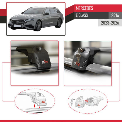 Compatible avec Mercedes E Class (S214) 2023-2026 ACE-2 modèle Barres de Toit Railing Porte-Bagages de Voiture Gris Aluminium Barres