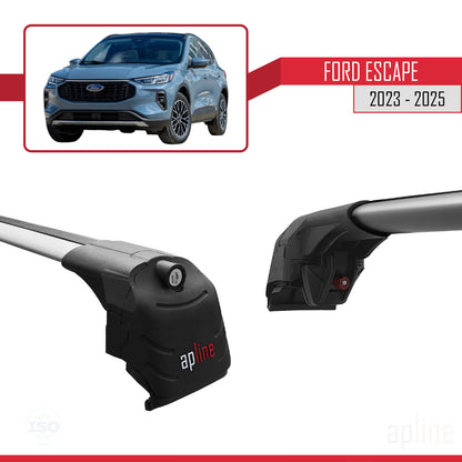 Compatible avec Ford Escape 2023-2025 ACE-2 Barres de Toit Railing Porte-Bagages de Voiture Gris Aluminium 2 Barres