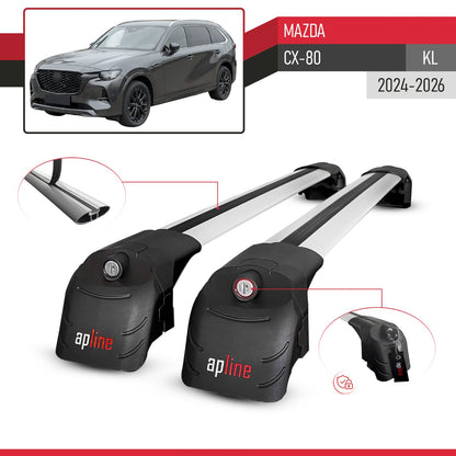 Compatible avec Mazda CX-80 (KL) 2024-2026 ACE-2 modèle Barres de Toit Railing Porte-Bagages de Voiture Gris Aluminium Barres