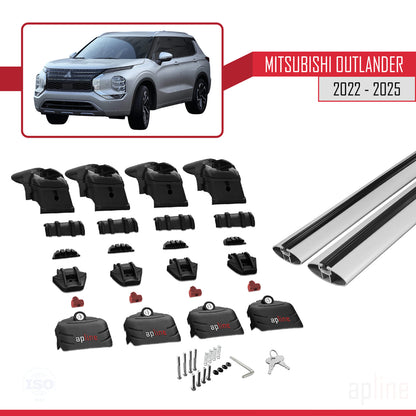 Compatible avec Mitsubishi Outlander 2022-2025 ACE-2 Barres de Toit Railing Porte-Bagages de Voiture Gris Aluminium 2 Barres
