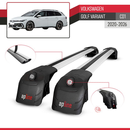 Compatible avec Volkswagen Golf Variant (CD1) 2020-2026 ACE-2 modèle Barres de Toit Railing Porte-Bagages de Voiture Gris Aluminium Barres