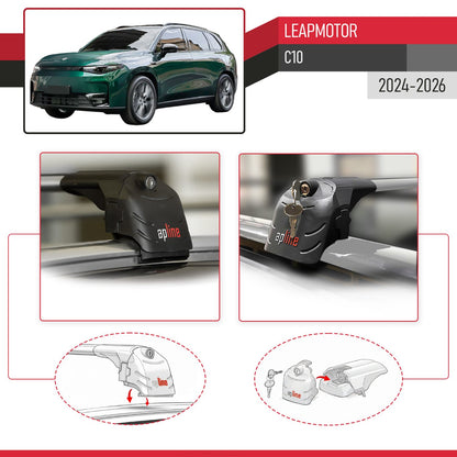 Compatible avec Leapmotor C10 2024-2026 ACE-2 modèle Barres de Toit Railing Porte-Bagages de Voiture Gris Aluminium Barres