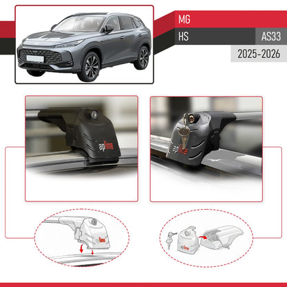Compatible with MG HS 2025-2026 ACE-2 Car Roof Rack Cross Bar Grey Aluminium 2 Bars