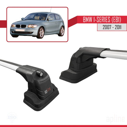 Compatible avec BMW Série 1 (E81) 2007-2011 ACE-3 Barres de Toit Railing Porte-Bagages de Voiture Gris Aluminium 2 Barres