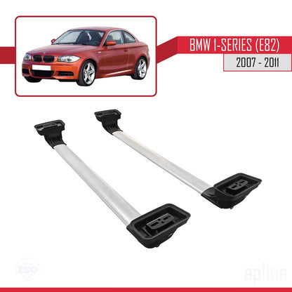 Compatible avec BMW Série 1 (E82) 2007-2013 ACE-3 Barres de Toit Railing Porte-Bagages de Voiture Gris Aluminium 2 Barres