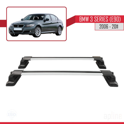 Compatible with BMW 3 Series (E90) 2006-2011 ACE-3 Car Roof Rack Cross Bar Grey Aluminium 2 Bars