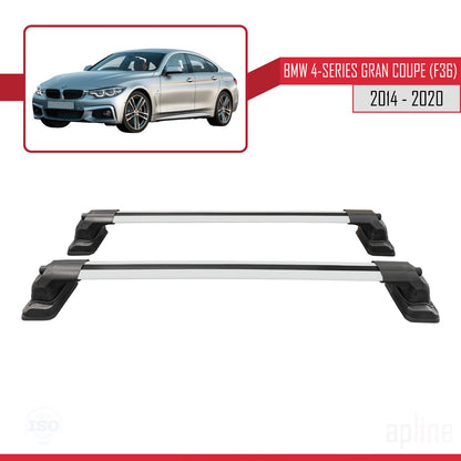 Compatible avec BMW Série 4 Gran Coupe (F36) 2014-2020 ACE-3 Barres de Toit Railing Porte-Bagages de Voiture Gris Aluminium 2 Barres