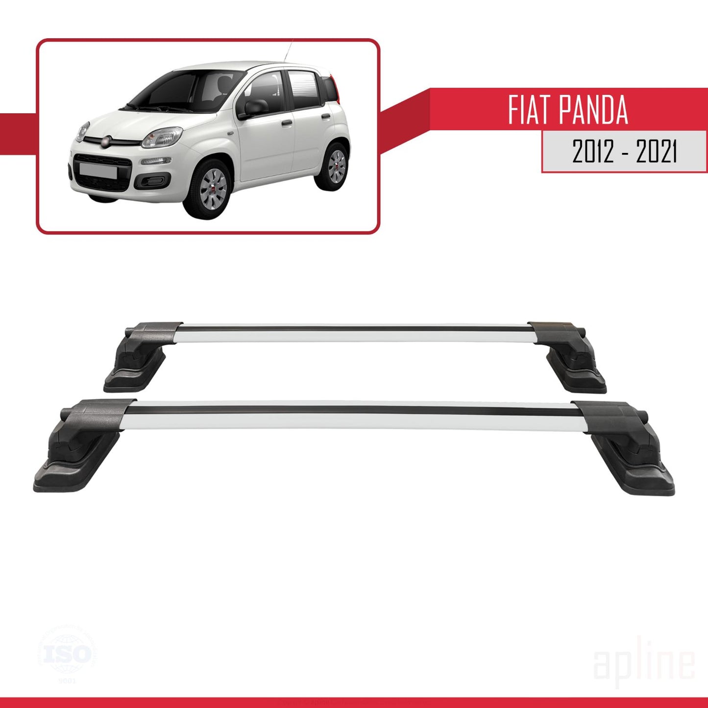 Compatible avec Fiat Panda (319) 2012-2021 ACE-3 Barres de Toit Railing Porte-Bagages de Voiture Gris Aluminium 2 Barres