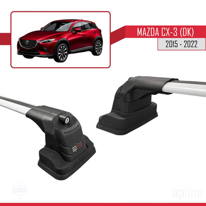 Compatible avec Mazda CX-3 (DK) 2015-2022 ACE-3 Barres de Toit Railing Porte-Bagages de Voiture Gris Aluminium 2 Barres