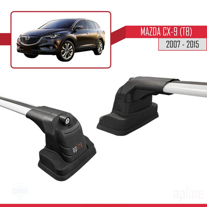 Compatible avec Mazda CX-9 (TB) 2007-2015 ACE-3 Barres de Toit Railing Porte-Bagages de Voiture Gris Aluminium 2 Barres