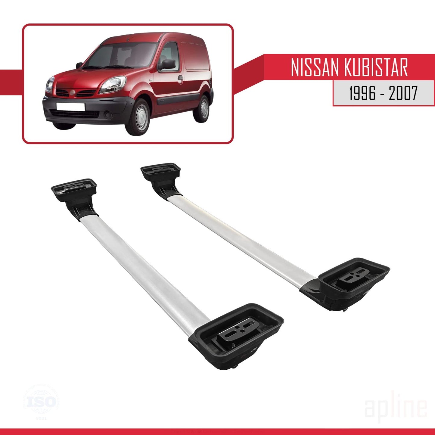 Compatible avec Nissan Kubistar 1996-2007 ACE-3 Barres de Toit Railing Porte-Bagages de Voiture Gris Aluminium 2 Barres
