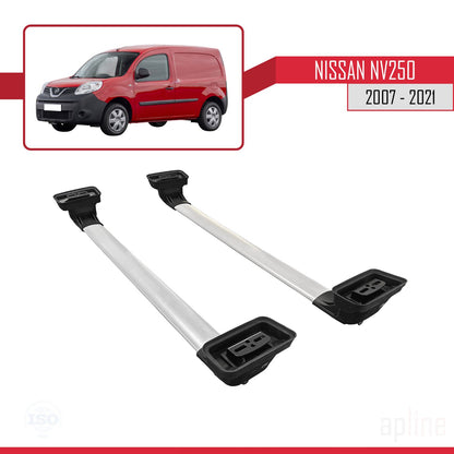Compatible avec Nissan NV250 2007-2021 ACE-3 Barres de Toit Railing Porte-Bagages de Voiture Gris Aluminium 2 Barres