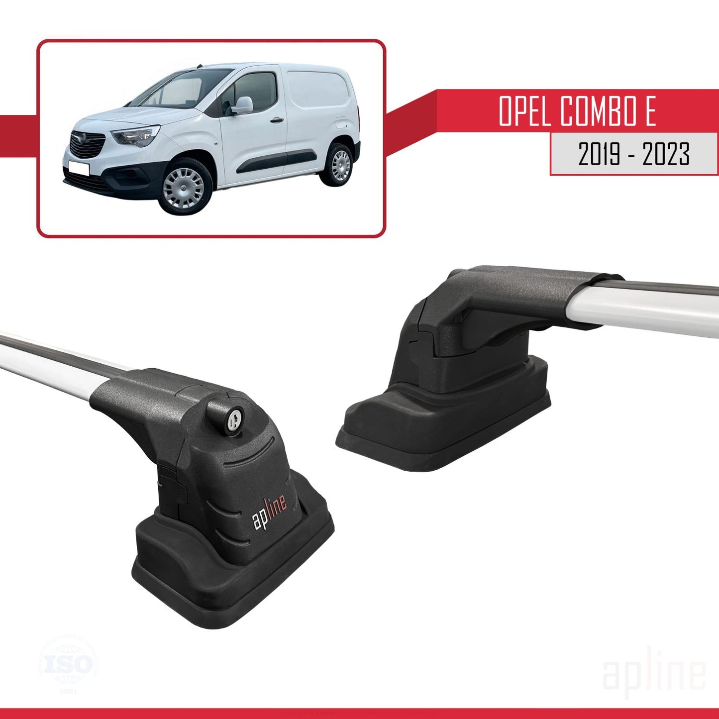 Compatible avec Opel Combo E 2019-2023 ACE-3 Barres de Toit Railing Porte-Bagages de Voiture Gris Aluminium 2 Barres