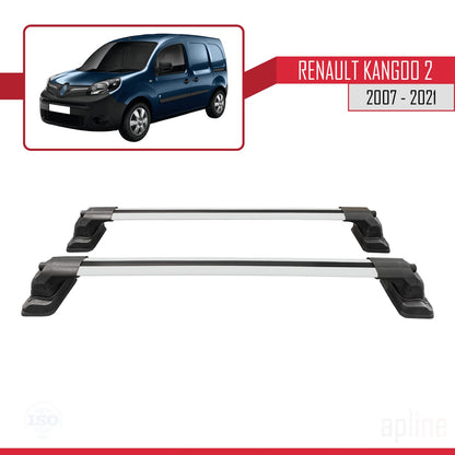 Compatible avec Renault Kangoo 2 2007-2021 ACE-3 Barres de Toit Railing Porte-Bagages de Voiture Gris Aluminium 2 Barres