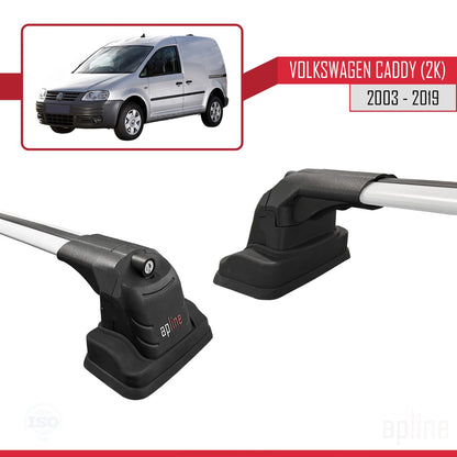 Compatible avec Volkswagen Caddy (2K) 2003-2019 ACE-3 Barres de Toit Railing Porte-Bagages de Voiture Gris Aluminium 2 Barres