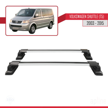 Compatible avec Volkswagen Shuttle (T5) 2003-2015 ACE-3 Barres de Toit Railing Porte-Bagages de Voiture Gris Aluminium 2 Barres