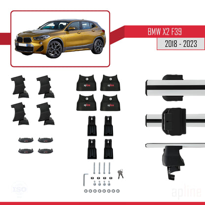 Compatible avec BMW X2 (F39) 2018-2023 ACE-4 Barres de Toit Railing Porte-Bagages de Voiture Gris Aluminium 2 Barres