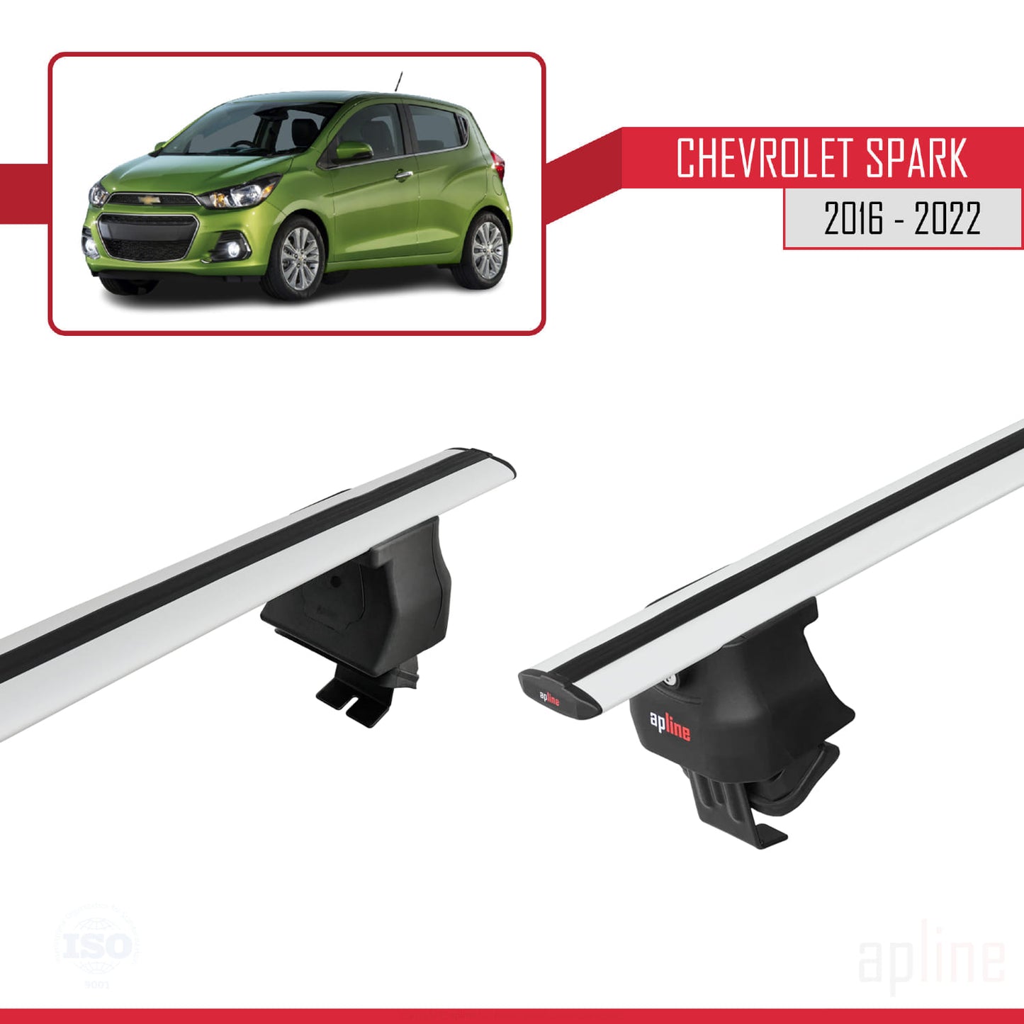 Compatible avec Chevrolet Spark (M400) 2016-2022 ACE-4 Barres de Toit Railing Porte-Bagages de Voiture Gris Aluminium 2 Barres