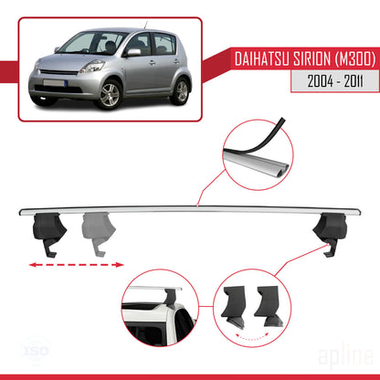Compatible avec Daihatsu Sirion (M300) 2004-2011 ACE-4 Barres de Toit Railing Porte-Bagages de Voiture Gris Aluminium 2 Barres