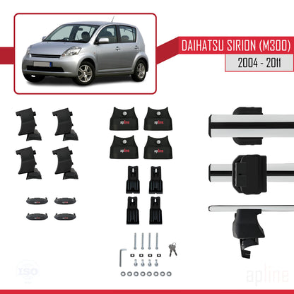 Compatible avec Daihatsu Sirion (M300) 2004-2011 ACE-4 Barres de Toit Railing Porte-Bagages de Voiture Gris Aluminium 2 Barres