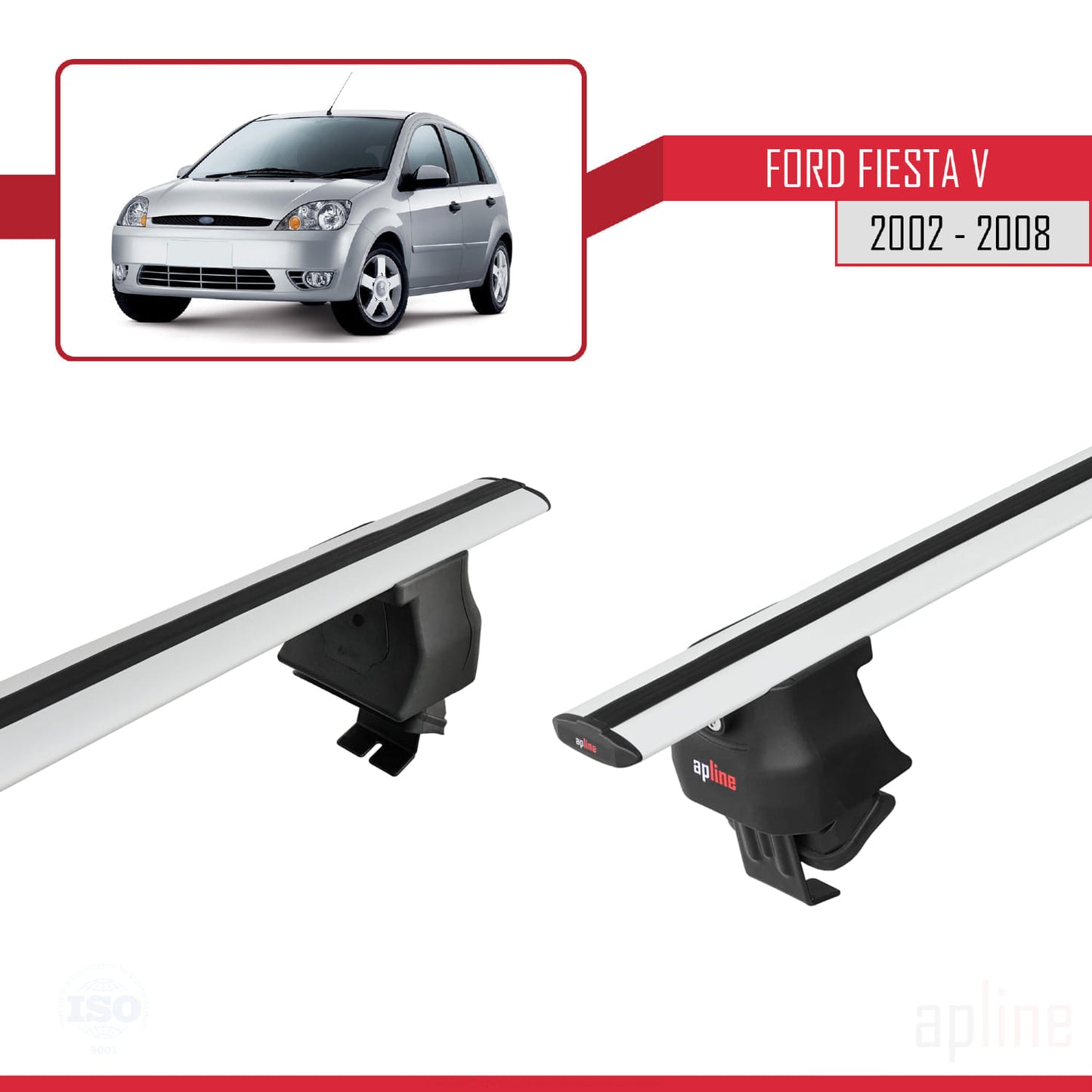 Compatible avec Ford Fiesta 5 2002-2008 ACE-4 Barres de Toit Railing Porte-Bagages de Voiture Gris Aluminium 2 Barres