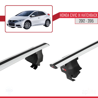 Compatible avec Honda Civic 9 (FK) HB 2012-2015 ACE-4 Barres de Toit Railing Porte-Bagages de Voiture Gris Aluminium 2 Barres