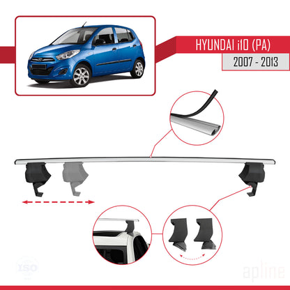 Compatible avec Hyundai i10 (PA) 2007-2013 ACE-4 Barres de Toit Railing Porte-Bagages de Voiture Gris Aluminium 2 Barres