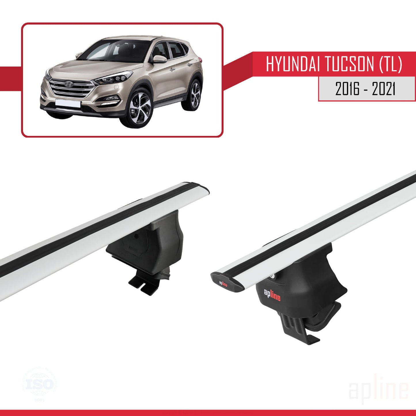 Compatible avec Hyundai Tucson 3 (TL) 2016-2021 ACE-4 Barres de Toit Railing Porte-Bagages de Voiture Gris Aluminium 2 Barres