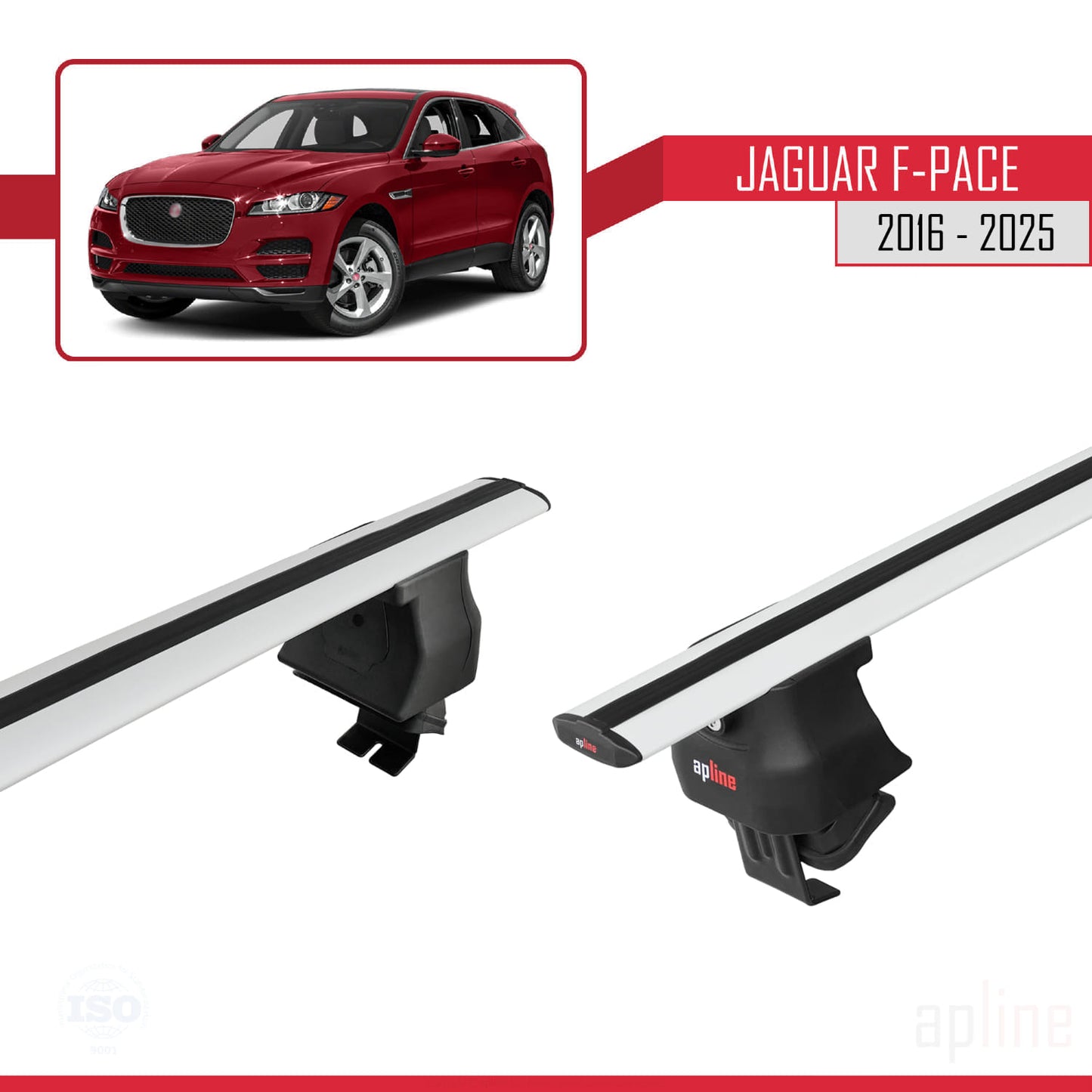 Compatible avec Jaguar F-Pace (X761) 2016-2025 ACE-4 Barres de Toit Railing Porte-Bagages de Voiture Gris Aluminium 2 Barres