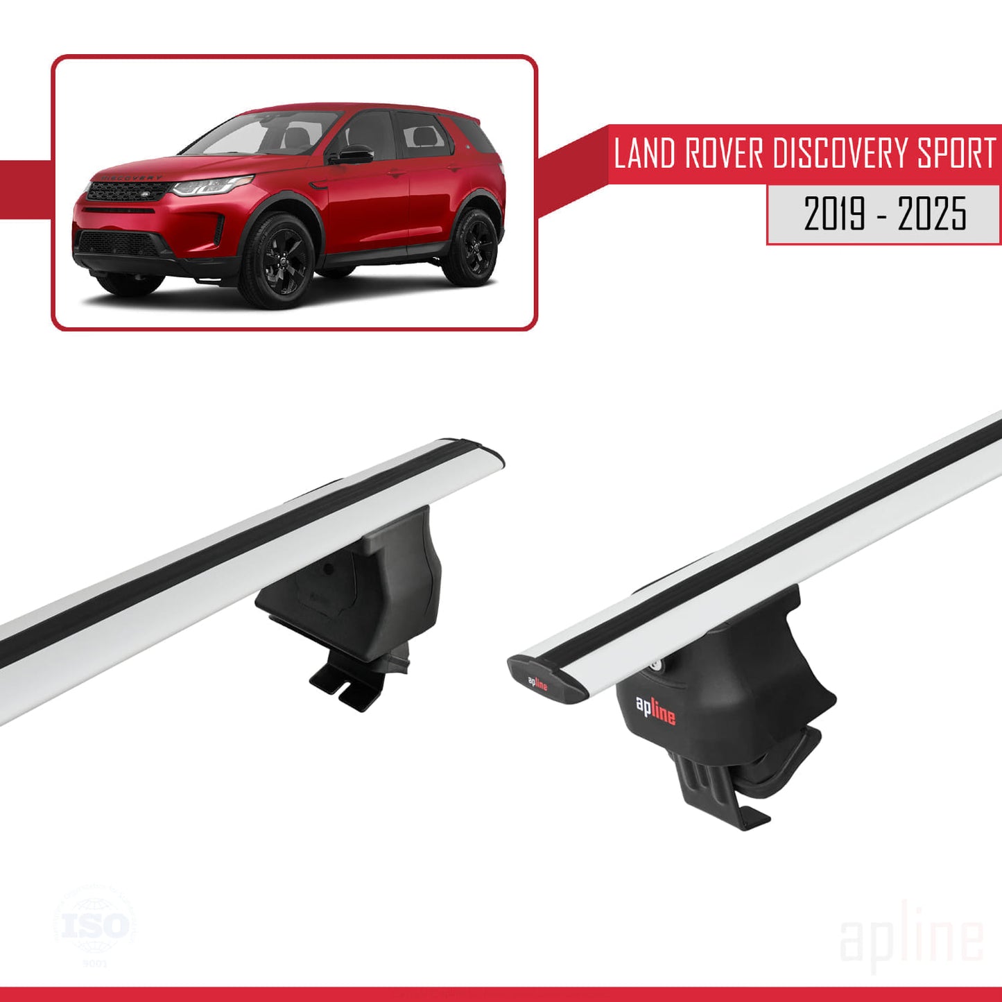 Compatible with Land Rover Discovery Sport (L550) Post-Facelift 2019-2025 ACE-4 Car Roof Rack Cross Bar Grey Aluminium 2 Bars