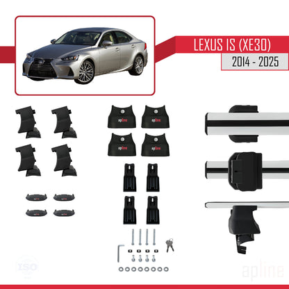 Compatible avec Lexus IS 3 (XE30) 2014-2025 ACE-4 Barres de Toit Railing Porte-Bagages de Voiture Gris Aluminium 2 Barres