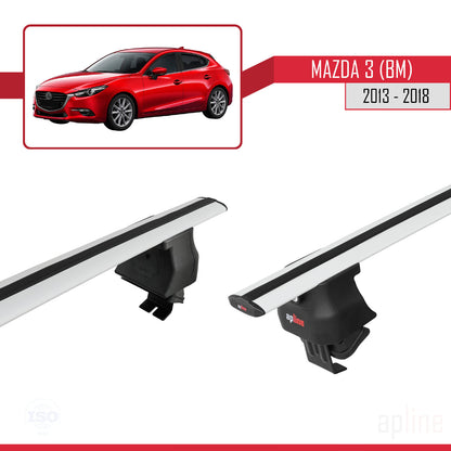 Compatible with Mazda 3 III (BM) 2013-2018 ACE-4 Car Roof Rack Cross Bar Grey Aluminium 2 Bars