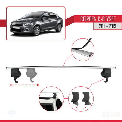 Compatible with Citroen C-Elysee 2011-2019 ACE-4 Car Roof Rack Cross Bar Grey Aluminium 2 Bars