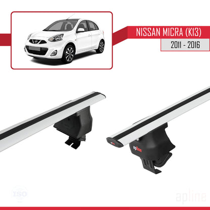 Compatible avec Nissan Micra 4 (K14) 2011-2016 ACE-4 Barres de Toit Railing Porte-Bagages de Voiture Gris Aluminium 2 Barres