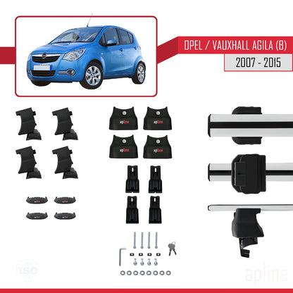 Compatible avec Opel/Vauxhall Agila (B) 2007-2015 ACE-4 Barres de Toit Railing Porte-Bagages de Voiture Gris Aluminium 2 Barres