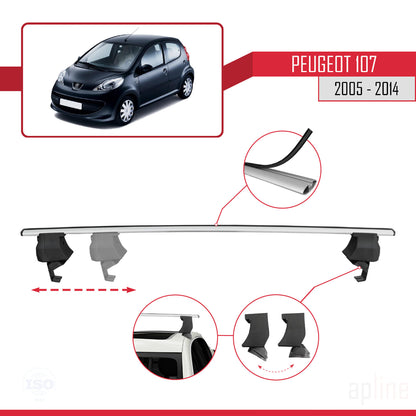 Compatible with Peugeot 107 2005-2014 ACE-4 Car Roof Rack Cross Bar Grey Aluminium 2 Bars
