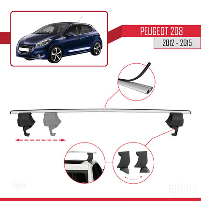 Compatible with Peugeot 208 (A9) Pre-Facelift 2012-2015 ACE-4 Car Roof Rack Cross Bar Grey Aluminium 2 Bars