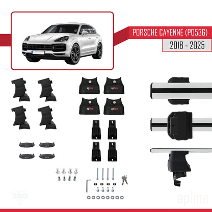 Compatible with Porsche Cayenne 3 (9YA) 2018-2025 ACE-4 Car Roof Rack Cross Bar Grey Aluminium 2 Bars