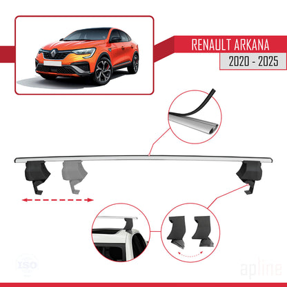 Compatible with Renault Arkana 2020-2025 ACE-4 Car Roof Rack Cross Bar Grey Aluminium 2 Bars