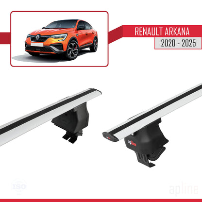Compatible with Renault Arkana 2020-2025 ACE-4 Car Roof Rack Cross Bar Grey Aluminium 2 Bars